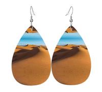 YYHWHJDE Sand Dunes in The Sahara Desert Prints Teardrop Leather Earrings - Vibrant Dangle Layers for Women, Lightweight Fashion Jewelry for Parties & Everyday Wear