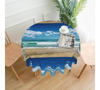 YYHWHJDE Sandy Beach Prints Round Decorative Tablecloth 60in - Elevate Your Dining Space with this Elegant Throw for Everyday Charm & Special Occasions