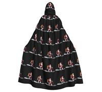 YYHWHJDE Santa Claus giving gifts for skiing Printing Halloween Adult Hooded Cloak for Parties and Costume Events