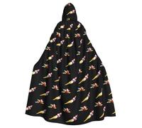 YYHWHJDE Santa Claus on a rocket Printing Halloween Adult Hooded Cloak for Parties and Costume Events