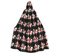 YYHWHJDE Santa Claus sitting on a unicorn Printing Halloween Adult Hooded Cloak for Parties and Costume Events