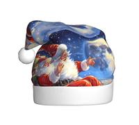 YYHWHJDE Santa Claus Sleigh Ride Picture Christmas Hat for Adult Soft, Lightweight, and Fluffy Design for Men and Women