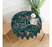 YYHWHJDE Scandinavian Animals Prints 60in Round Decorative Tablecloth - High-Grade Polyester Throw for Stylish Dining & Event Table Protection