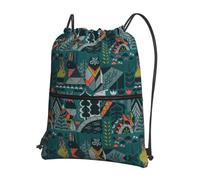 YYHWHJDE Scandinavian Animals Prints Drawstring Backpack - Water-Resistant Polyester Throw Bag for Gym, Travel & Hiking - Lightweight, Durable & Compact