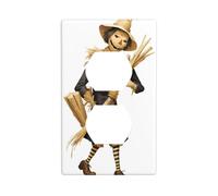 YYHWHJDE Scarecrow Carrying Wood Prints Double Socket Wall Panel Decorative for Residential and Commercial Areas 4.5x2.76in