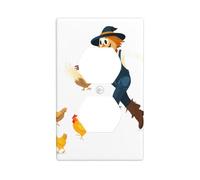 YYHWHJDE Scarecrow Chasing Away Chickens Prints Double Socket Wall Panel Decorative for Residential and Commercial Areas 4.5x2.76in