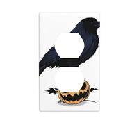 YYHWHJDE Scary Pumpkin and Black Crow Prints Double Socket Wall Panel Decorative for Residential and Commercial Areas 4.5x2.76in