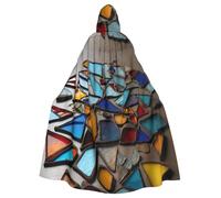 YYHWHJDE Scattered Colorful Fragments Pattern Halloween Adult Hooded Cape Cloak For Role-Playing, Stage Costumes, Parties Easy Care