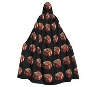 YYHWHJDE Scented steak Picture Halloween Adult Hooded Cloak for Role-Playing, Costumes, and Theme Parties