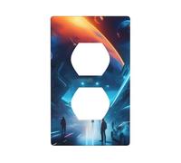 YYHWHJDE Science Fiction Future Picture Double Socket Wall Panel Decorative is Durable and Suitable for Socket Light Switch Accessories 4.5x2.76in