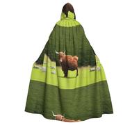 YYHWHJDE Scottish Highland Cow Prints Halloween Adult Hooded Cape Men'S And Women'S Clothing Mantle Role-Playing