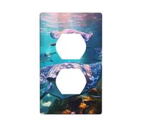 YYHWHJDE Sea Animals Stingrays Pattern Double Socket Wall Panel Decorative is Durable and Suitable for Socket Light Switch Accessories 4.5x2.76in