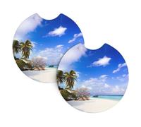 YYHWHJDE Sea Island Sky Clouds Prints Car Cup Coasters 2-Pack - Absorbent Neoprene Drink Layers, Protect Your Ride & Add a Stylish Touch - Heat Resistant, Non-Slip