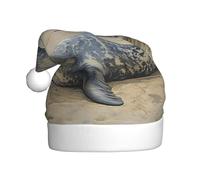 YYHWHJDE Sea lions on the sand Pattern Christmas Hat for Adult Soft and Fluffy, Ideal for Long-Term Use