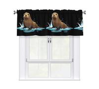 YYHWHJDE Sea Lions Playing in The Water Prints Kitchen Tier Curtains 54x18 - Peach Skin Window Layers for Soft Light & Easy Style