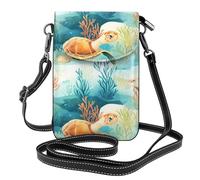 YYHWHJDE Sea Turtle Prints Small Leather Women'S Crossbody Flip Phone Bag, Waterproof And Durable