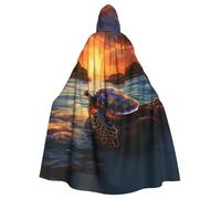 YYHWHJDE sea turtle sunset Picture Halloween Adult Hooded Cloak for Role-Playing, Costumes, and Theme Parties