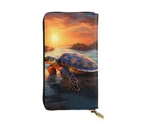 YYHWHJDE sea Turtle Sunset Picture Quality Leather Long Clutch Wallet Designed for Fashion Girls and Women Stylish 7.48 x 4.13 in