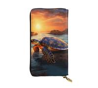 YYHWHJDE sea Turtle Sunset Picture Quality Leather Long Clutch Wallet Designed for Fashion Girls and Women Stylish 7.48 x 4.13 in