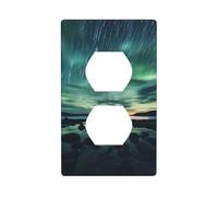 YYHWHJDE Sea Under The Aurora Borealis Pattern Double Socket Wall Panel Decorative for Residential and Commercial Areas 4.5x2.76in