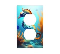 YYHWHJDE Seabed Coral Seahorse Picture Double Socket Wall Panel Decorative is Durable and Suitable for Socket Light Switch Accessories 4.5x2.76in