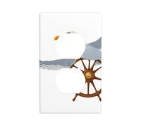 YYHWHJDE Seagull at The Helm Prints Double Socket Wall Panel Decorative for Residential and Commercial Areas 4.5x2.76in