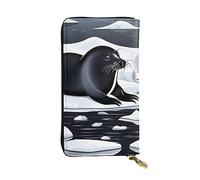 YYHWHJDE Seals on ice Printing Quality Leather Long Clutch Wallet Designed for Fashion Girls and Women Stylish 7.48 x 4.13 in