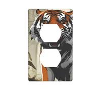 YYHWHJDE Serious Tiger Pattern Double Socket Wall Panel Decorative is Durable and Suitable for Socket Light Switch Accessories 4.5x2.76in