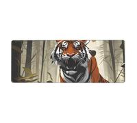 YYHWHJDE Serious Tiger Picture Extra Large Mouse Pad, Computer Office Anti Slip Gaming Keyboard Thickened Version 12x31.5in