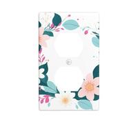YYHWHJDE Seven Beautiful Flowers Prints Double Socket Wall Panel Decorative for Residential and Commercial Areas 4.5x2.76in