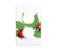 YYHWHJDE Seven-Star Ladybug Carrying Leaves Prints Double Socket Wall Panel Decorative for Residential and Commercial Areas 4.5x2.76in