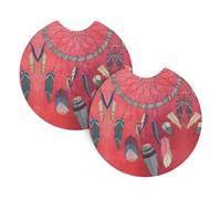 YYHWHJDE Shaman amulet Prints Car Cup Coasters 2-Pack - Engineered Chloroprene Rubber Layers, Heat & Cold Resistant - Protect & Preserve Vehicle Interiors