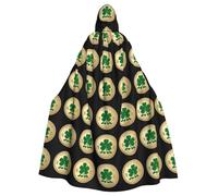 YYHWHJDE Shamrock Gold Coin Seal Picture Halloween Adult Hooded Cloak for Role-Playing, Costumes, and Theme Parties