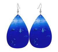YYHWHJDE Shark Swimming Under the Sea Prints Drip Leather Earrings - Chic Faux Leather Drops for Holiday & Everyday Glam