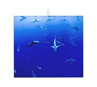YYHWHJDE Shark Swimming Under the Sea Prints Kitchen Drying Mat - Absorbent Dish Throw for Countertop, Non-Slip Quick-Dry Layer with Vibrant Prints, Ideal for New Home Gift