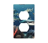 YYHWHJDE Sharks Under The sea Pattern Double Socket Wall Panel Decorative for Residential and Commercial Areas 4.5x2.76in