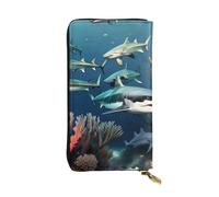 YYHWHJDE Sharks Under The sea Picture Quality Leather Long Clutch Wallet Designed for Fashion Girls and Women Stylish 7.48 x 4.13 in