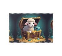 YYHWHJDE Sheep in The Treasure Chest Prints Placemats Set of 6 12x18in - Engineered for Durability & Heat Resistance with Quality Polyester