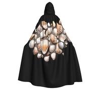 YYHWHJDE Shells on the beach Picture Adult Halloween hooded jacket cloak long party cloak suitable for men and women