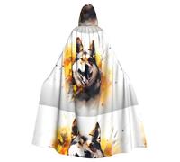 YYHWHJDE Shiba Inu Chasing Flowers Picture Halloween Adult Hooded Cape Cloak No Zipper, Comfortable For Costume Parties