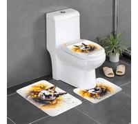 YYHWHJDE Shiba Inu Chasing Flowers Printed Three Piece Set of Bathroom Floor mats, Bathroom Shower mats, Anti Slip Quick Drying