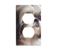 YYHWHJDE Shih Tzu Dog Pattern Double Socket Wall Panel Decorative for Residential and Commercial Areas 4.5x2.76in