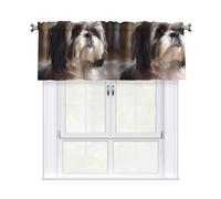 YYHWHJDE Shih Tzu Dog Prints Kitchen Tier Curtains 54x18 - Peach Skin Window Layers for Soft Light & Easy Style