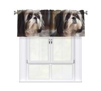 YYHWHJDE Shih Tzu Dog Prints Tier Curtains 54x18 Inch - 100% Polyester Peach Skin Window Layers for Lasting Performance