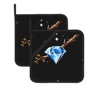 YYHWHJDE Shining diamonds on the branches Pattern Square Insulated Pot Mat 2-piece Thick Durable for Heat Insulation for Microwave, Oven, and Outdoor Grilling