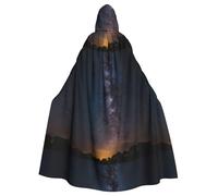 YYHWHJDE Shining Night Sky Pattern Halloween Adult Hooded Cape Cloak For Role-Playing, Stage Costumes, Parties Easy Care