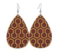 YYHWHJDE Shining Overlook Prints Teardrop Leather Earrings - Lightweight Dangle Earrings for Women, Vivid Faux Leather Drops with Silver Plated Hooks, Chic Jewelry for Parties & Gifts