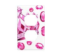 YYHWHJDE Shining Pink Gemstones Set in The Crown Prints Double Socket Wall Panel Decorative for Residential and Commercial Areas 4.5x2.76in