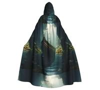 YYHWHJDE Shipwreck at the bottom of the lake Printed Halloween Adult Hooded Cloak No Zipper, Comfortable & Durable for Role-Playing