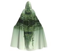 YYHWHJDE Shipwreck in the Deep Picture Halloween Adult Hooded Cape Large Hooded Cloak with Bow Tie, No Zipper